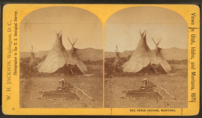 1871 century photo of nez perce woman and tipi