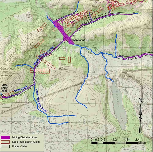 A map showing the location of the Slate Creek Mine and nearby streams.