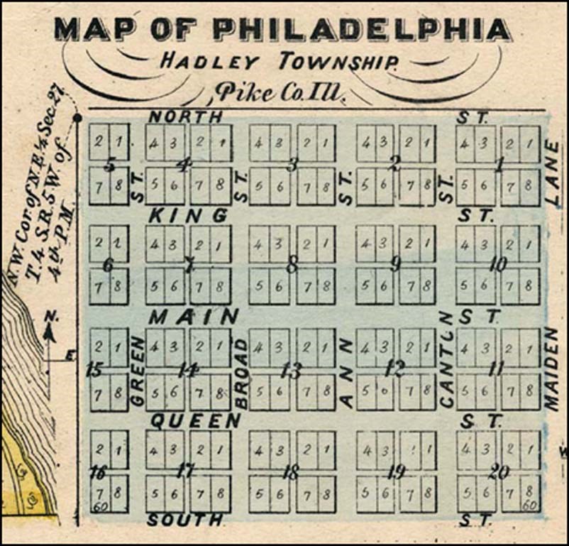 (Atlas Map of Pike County 1872, Andreas, Lyter Co., 1872, 84. From the Illinois Historical Survey Collections, University of Illinois, Urbana-Champaign) (Atlas Map of Pike County 1872, Andreas, Lyter Co., 1872, 84. From the Illinois Historical Survey Collections, University of Illinois, Urbana-Champaign)