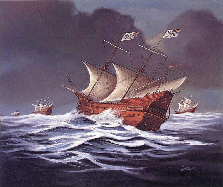 Ship on a stormy sea.