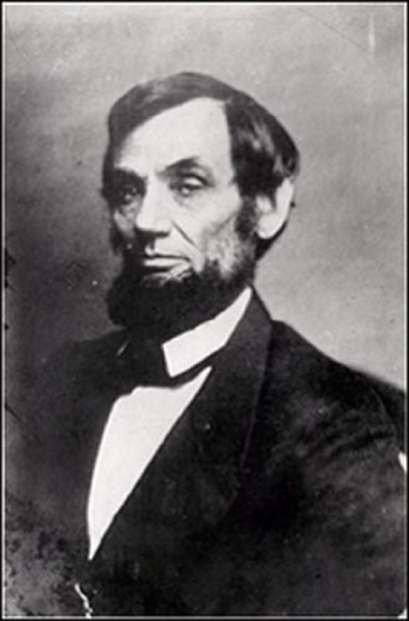 Photo of Abraham Lincoln from the chest up.