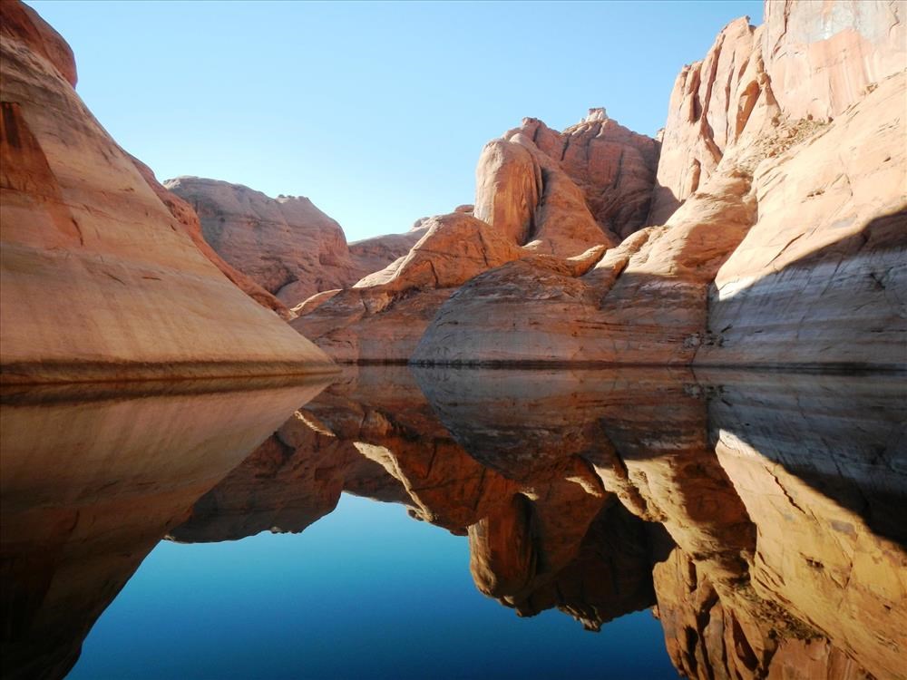 reflection of canyon in water