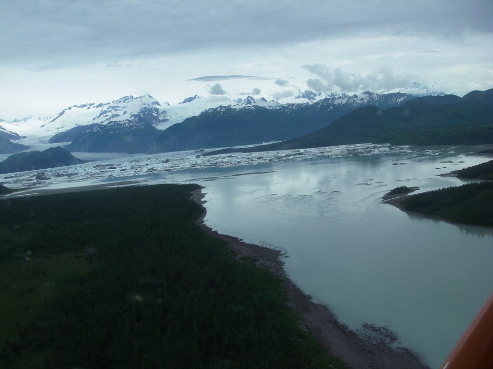 Glacier Bay stream with glacier in background