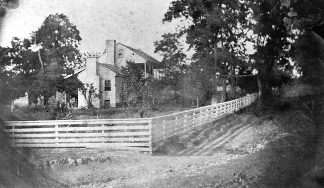 1860 JPEG File historic photo of White Haven home with fence in foreground
