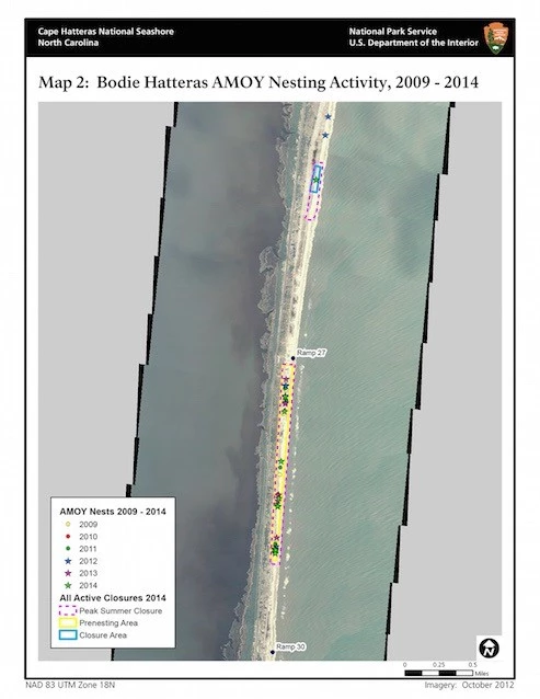 Map 2: Bodie/Hatteras American Oystercatcher Nesting Activity 2009–2014 Map 2: Bodie/Hatteras American Oystercatcher Nesting Activity 2009–2014