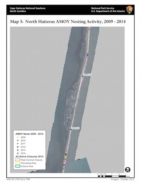 Map 3: North Hatteras American Oystercatcher Nesting Activity 2009–2014 Map 3: North Hatteras American Oystercatcher Nesting Activity 2009–2014