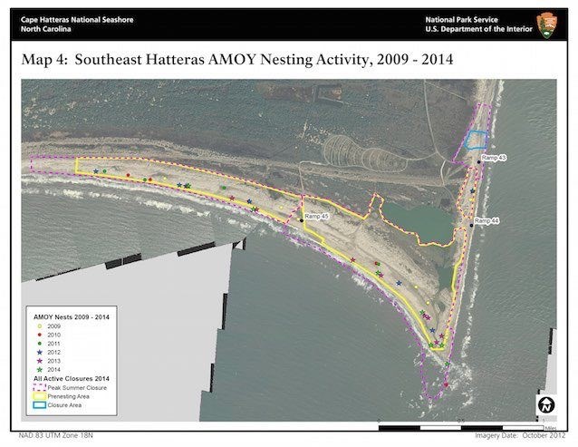 Map 4: Southeast Hatteras American Oystercatcher Nesting Activity 2009–2014 Map 4: Southeast Hatteras American Oystercatcher Nesting Activity 2009–2014