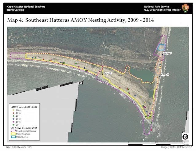 Map 4: Southeast Hatteras American Oystercatcher Nesting Activity 2009–2014 Map 4: Southeast Hatteras American Oystercatcher Nesting Activity 2009–2014