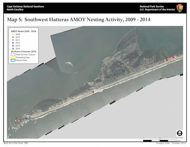 Map 5: Southwest Hatteras American Oystercatcher Nesting Activity 2009–2014 Map 5: Southwest Hatteras American Oystercatcher Nesting Activity 2009–2014