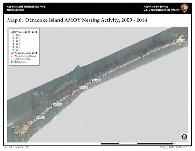 Map 6: Ocracoke Island American Oystercatcher Nesting Activity 2009–2014 Map 6: Ocracoke Island American Oystercatcher Nesting Activity 2009–2014