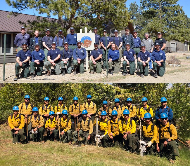 Alpine and Arrowhead Interagency Hotshot Crews Top:men and women of the Alpine Hotshot Crew; Bottom: men and women of the Arrowhead Hotshot Crew.