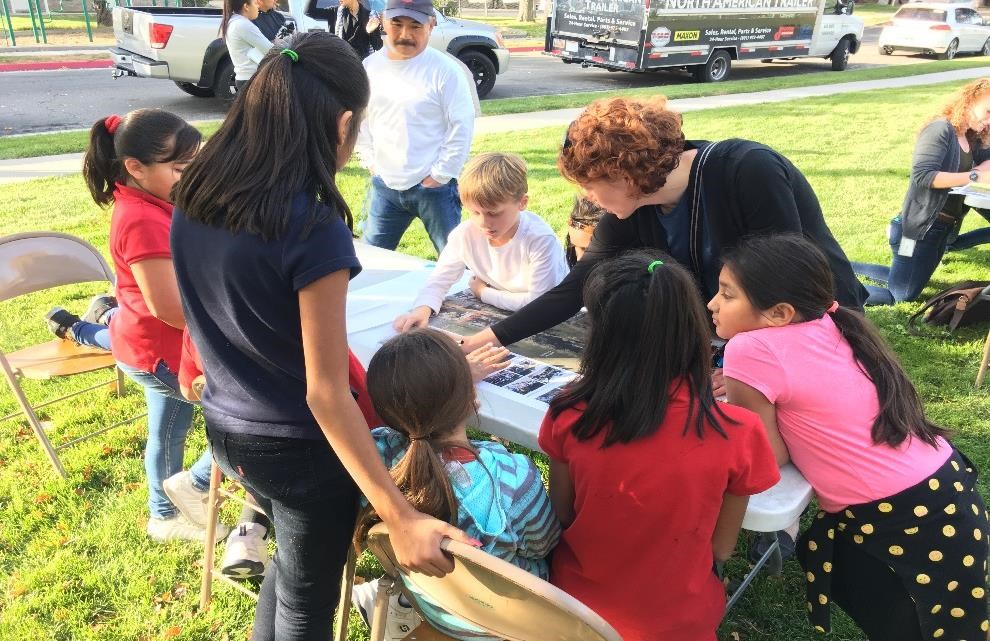 National Park Service project specialist Betsy Byrne organized a design charrette to learn how students want to use the open space. Their ideas were recorded on the design maps. Photo courtesy of Betsy Byrne, National Park Service.