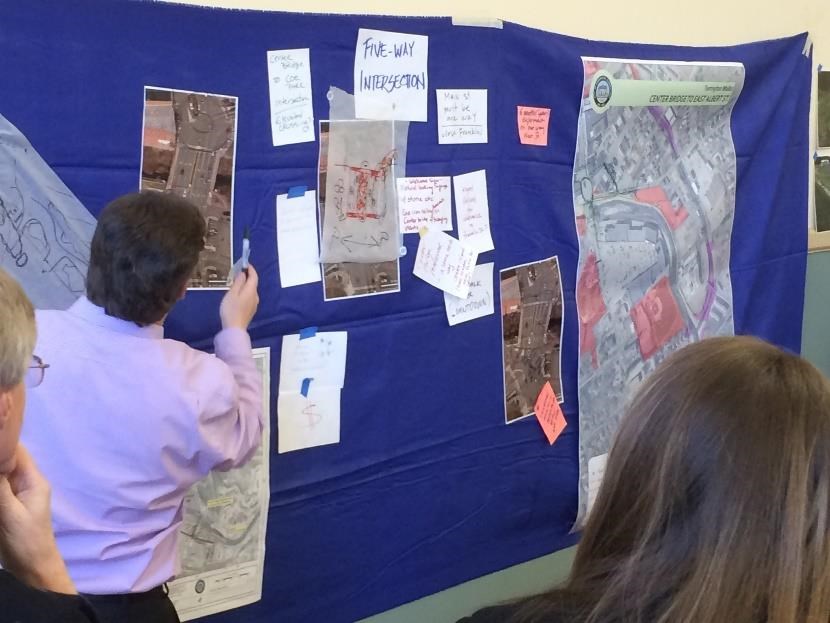Citizens, local officials and steering committee members scoped out potential greenway connections during a design workshop in Torrington Connecticut. John Monroe, National Park Service photo.