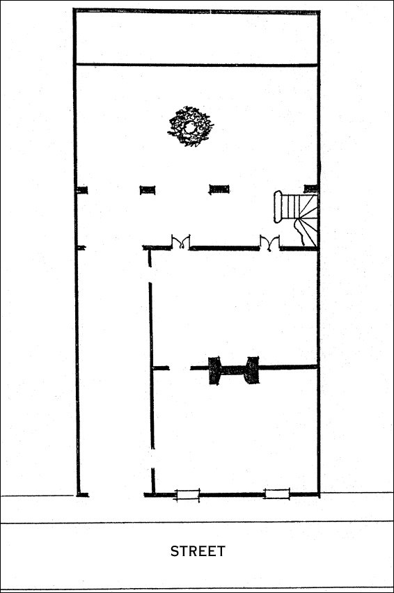 Typical floor plan of a Creole townhouse.