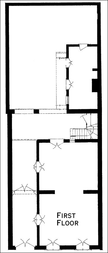 First floor Typical floor plan of a Porte-Cochere Creole townhouse.