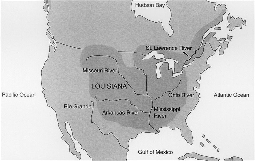 Map of French claims on North America in 1754.