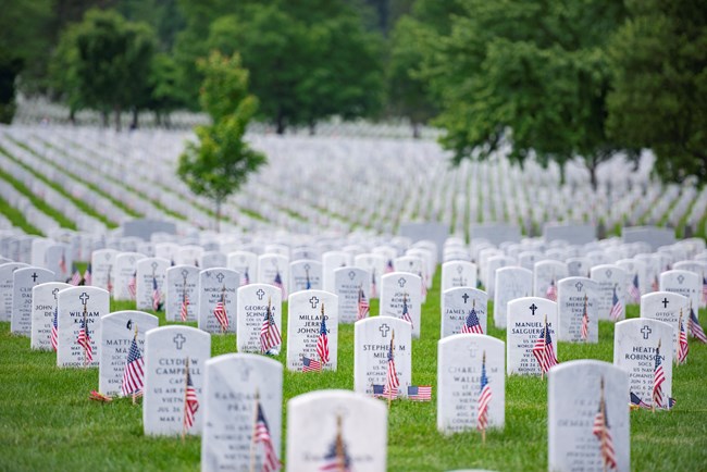 ArlingtonCemeteryMemorialDay Graves at Arlington Memorial Cemetery on Memorial Day
