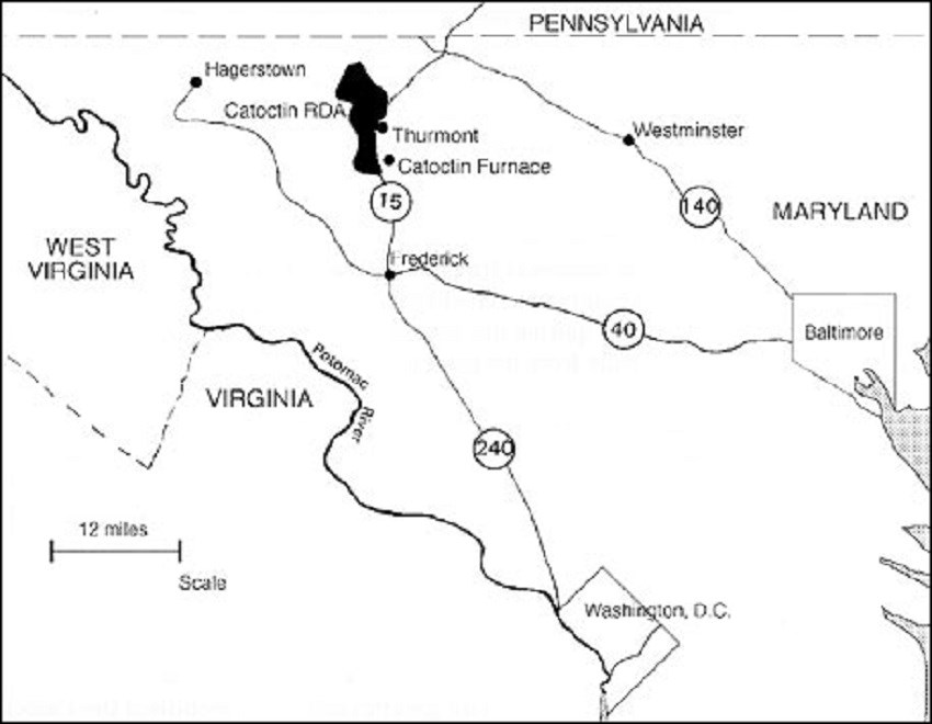 Transportation routes to Catoctin Recreational Demonstration Area.