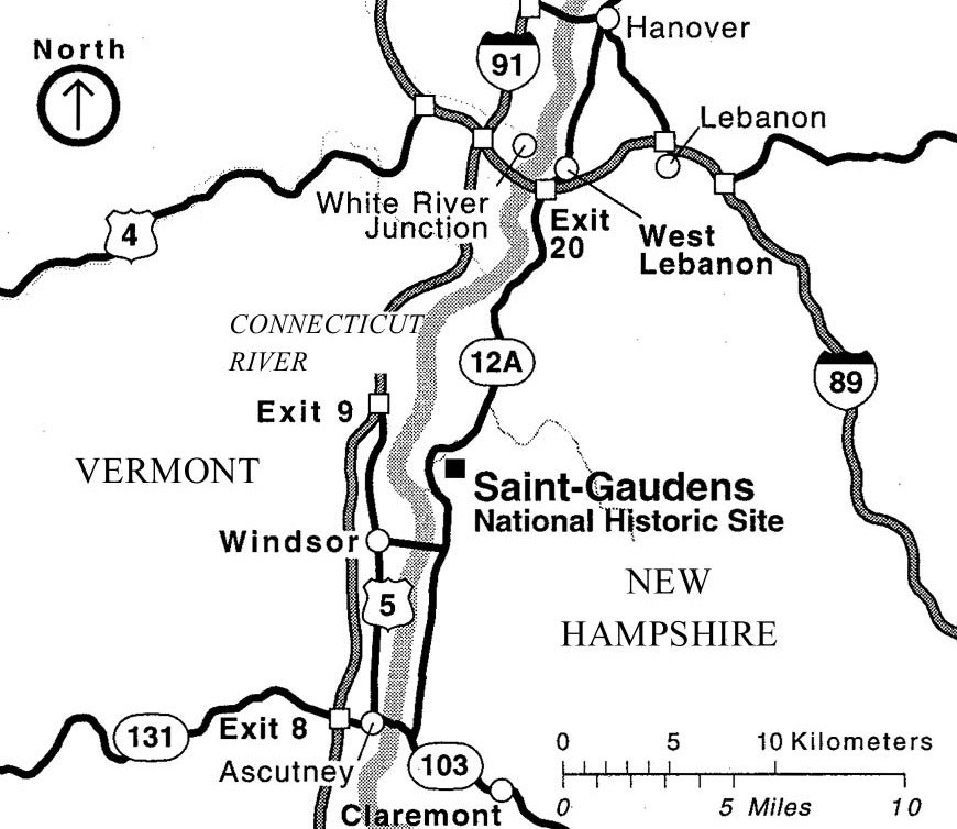 Map of Saint-Gaudens National Historic Site.