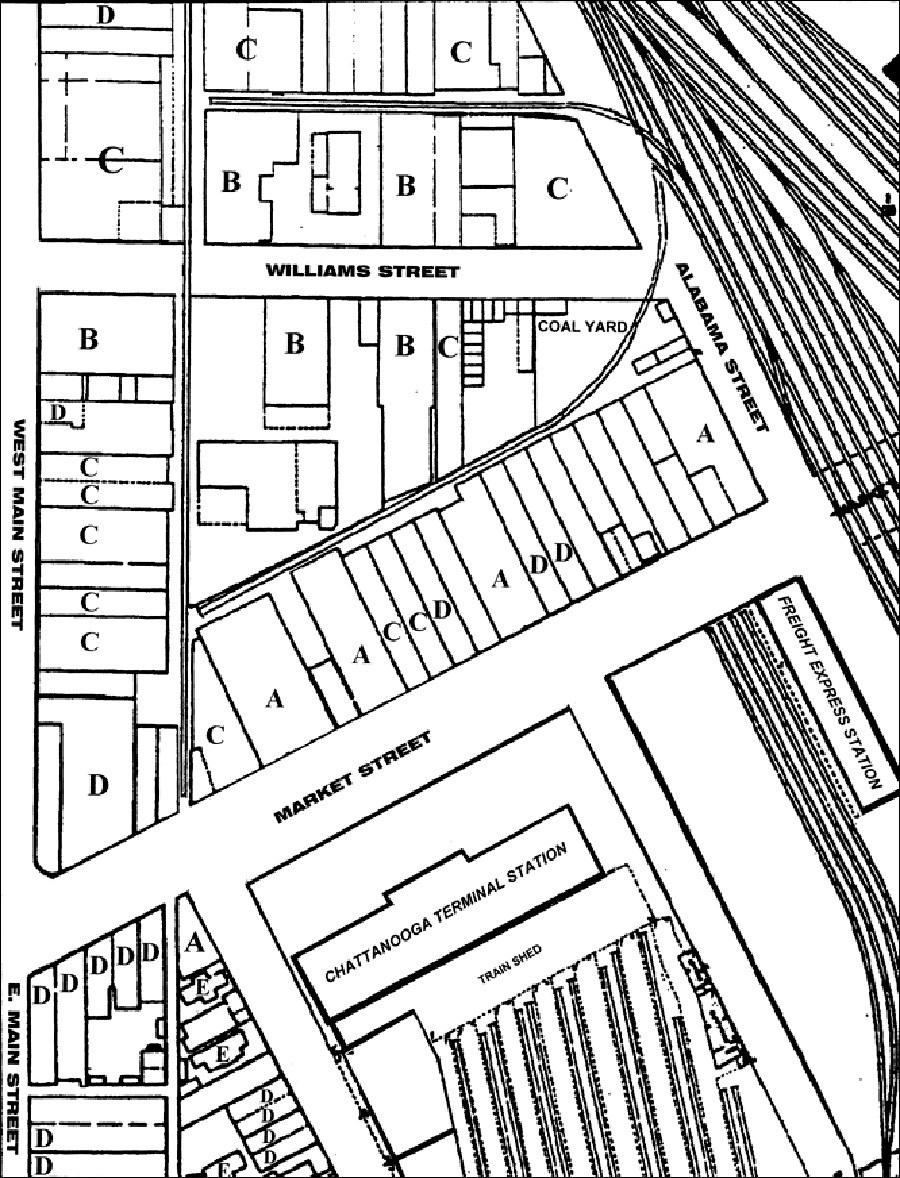Drawing of the neighborhood around the terminal station and surrounding area.
