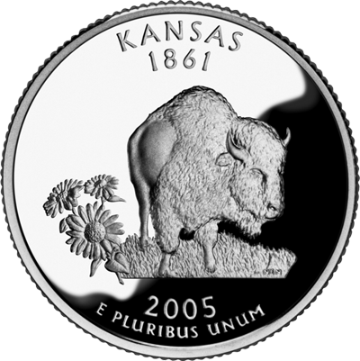 The bison commemorative quarter from Kansas