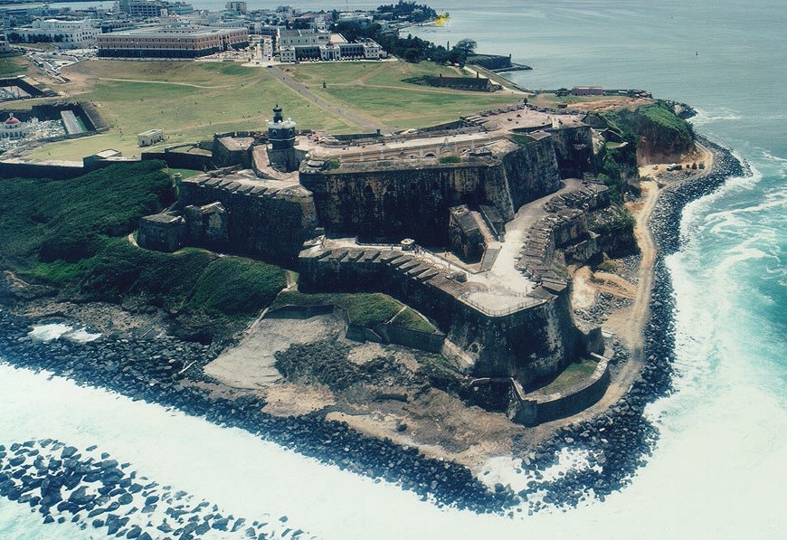 Aerial of fortification by ocean. Aerial of fortification by ocean.