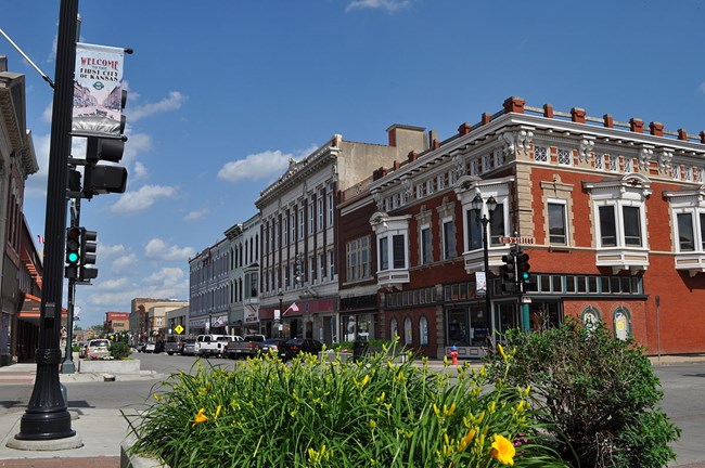 Brick downtown buildings