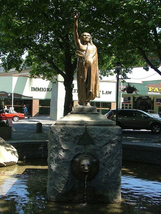 In the tradition of erecting public statues and memorials to arouse civic pride in an area’s history and accomplishments, the city of Seattle, King County, WA dedicated “Seattle, Chief of the Squamish” on Founder’s Day, 1912.