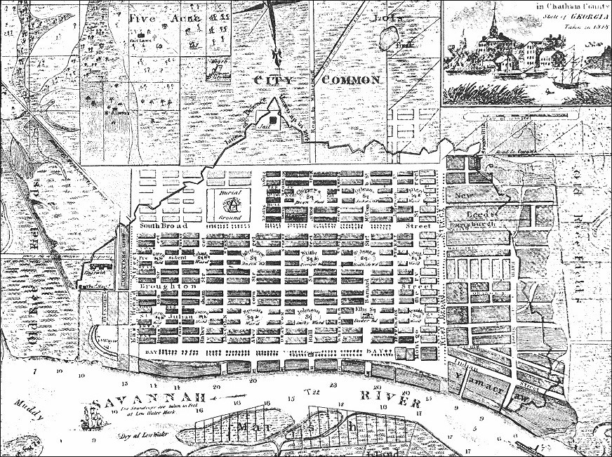 Drawing of Savannah, 1818. Drawing of Savannah, 1818.