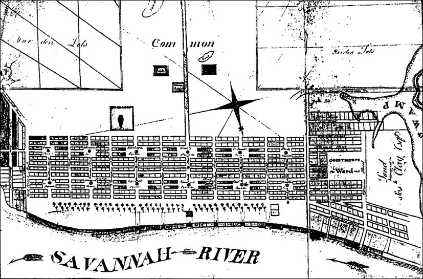 Drawing of a small town, 1800.