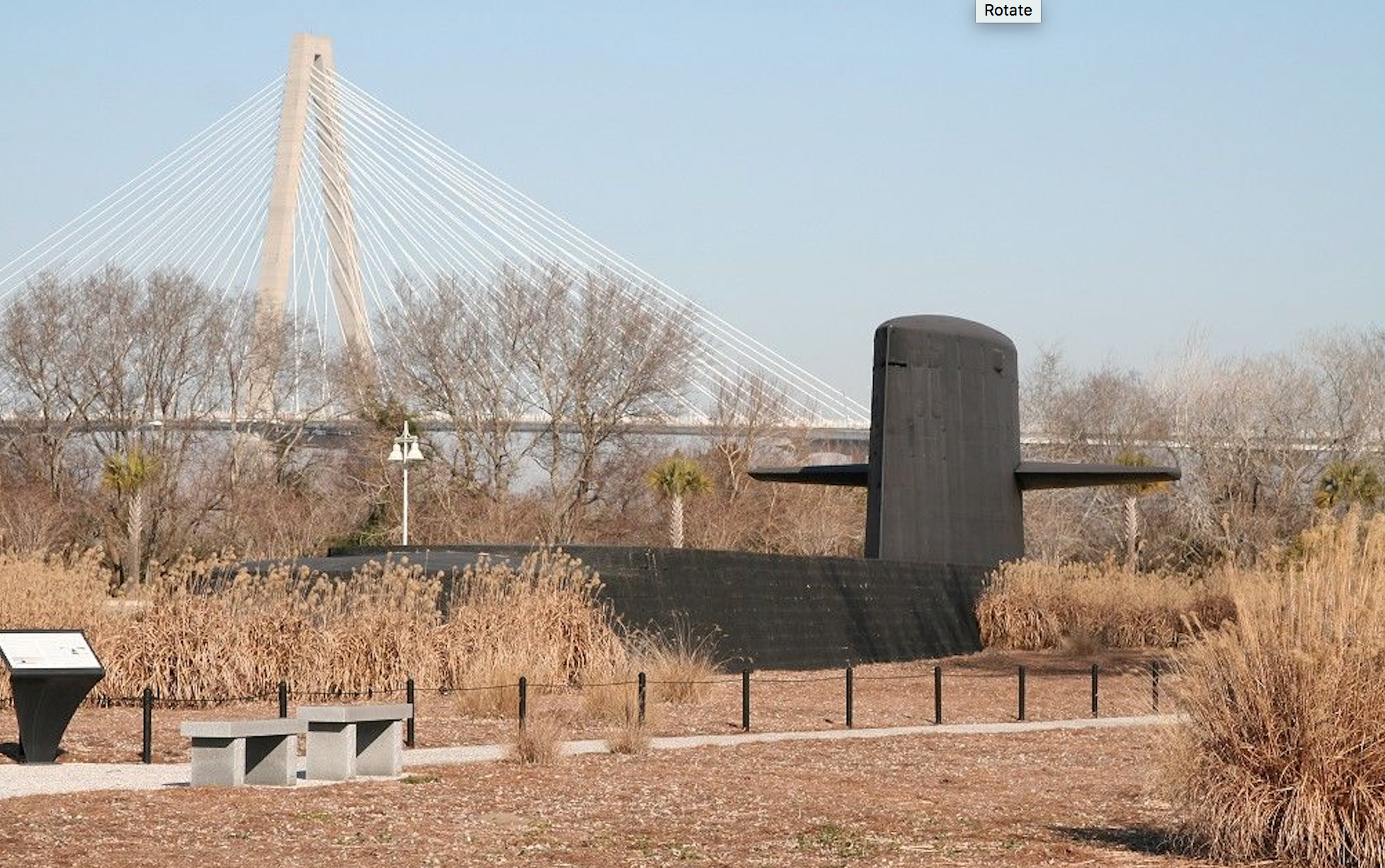 867b submarine with bridge in background