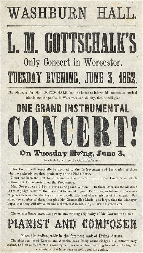 Advertisement for Gottschalk concert from June 3, 1862.