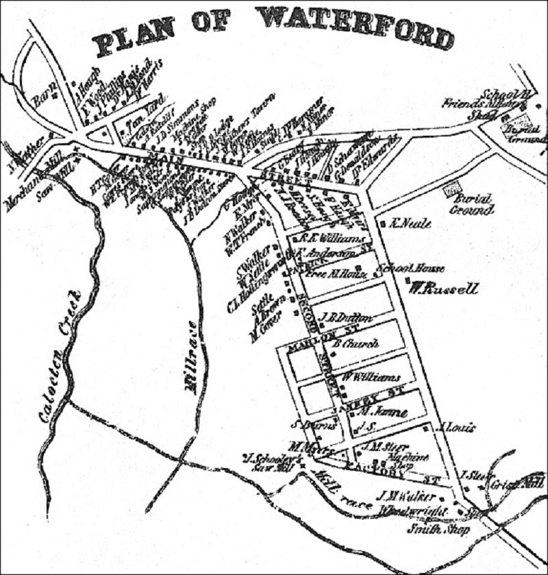 Drawing of the streets and names of property owners in Waterford, 1853. Drawing of the streets and names of property owners in Waterford, 1853.