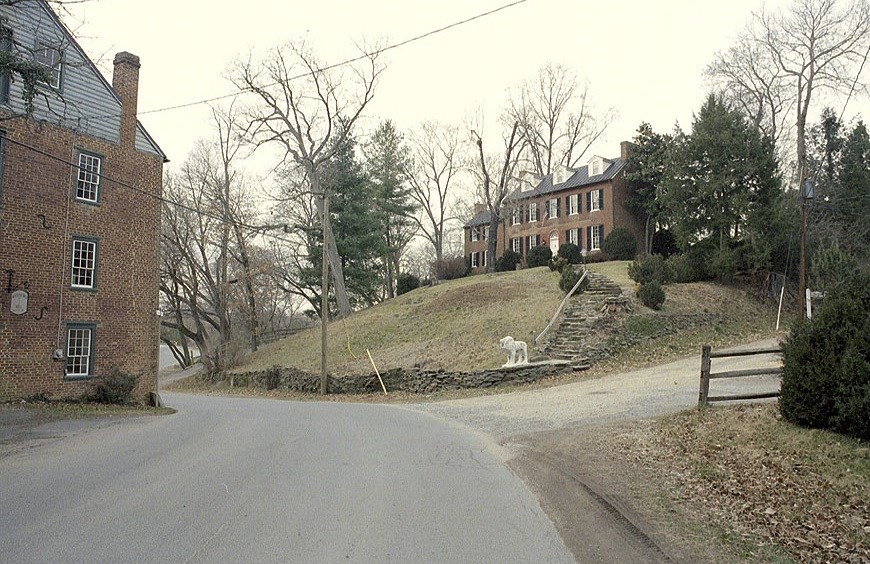 Large brick house on a hill. Large brick house on a hill.