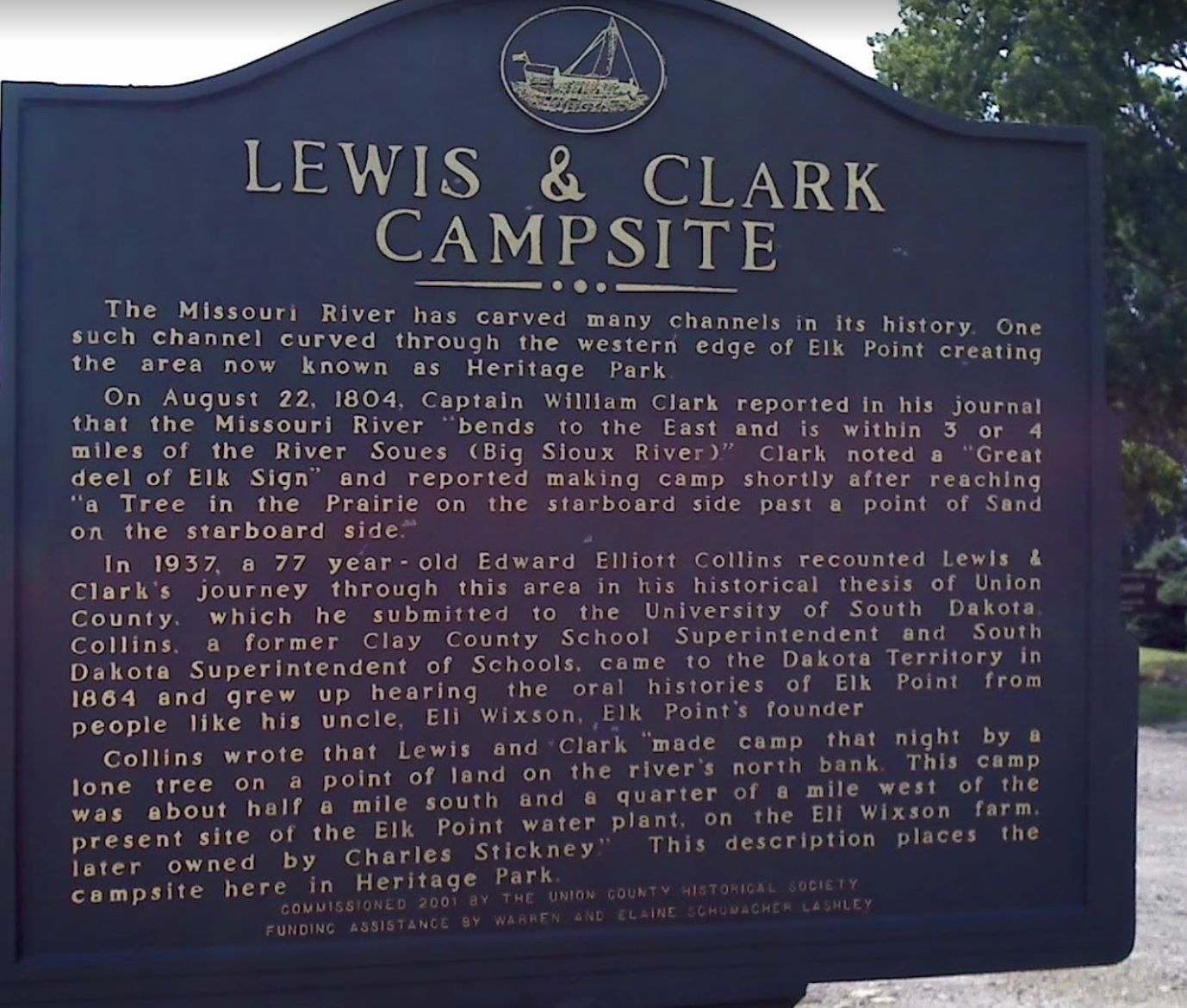 935 lewis and clark campsite sign