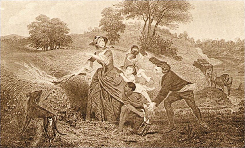 Woman burning a wheat field.