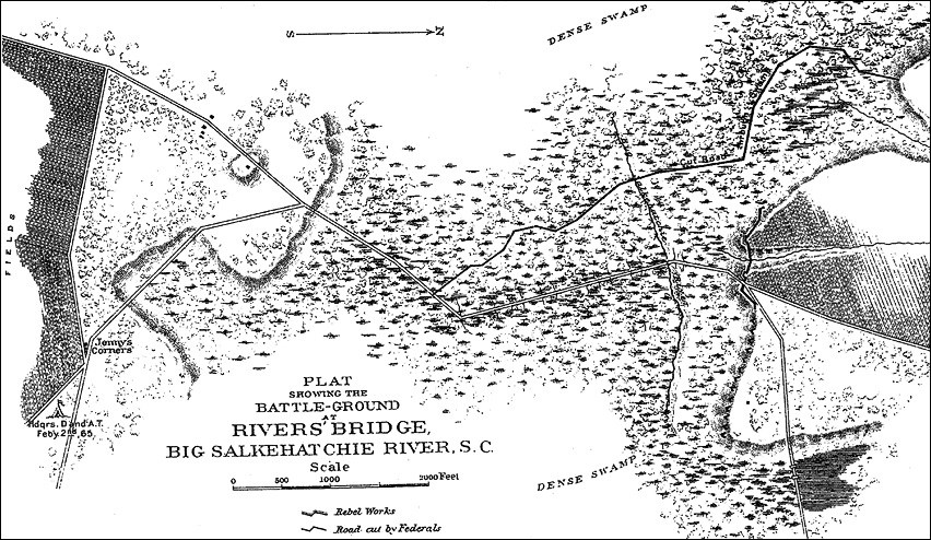 Map of the Battlefield at Rivers Bridge.