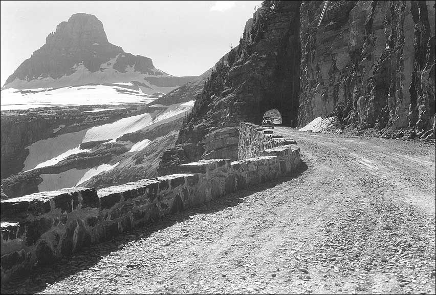 Roadway on the side of a mountain. (National Park Service, George A. Grant, photographer)