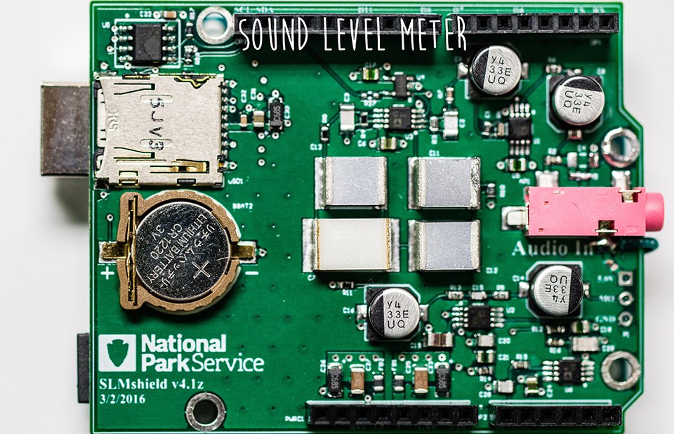 a sound level meter component resembling a computer chip
