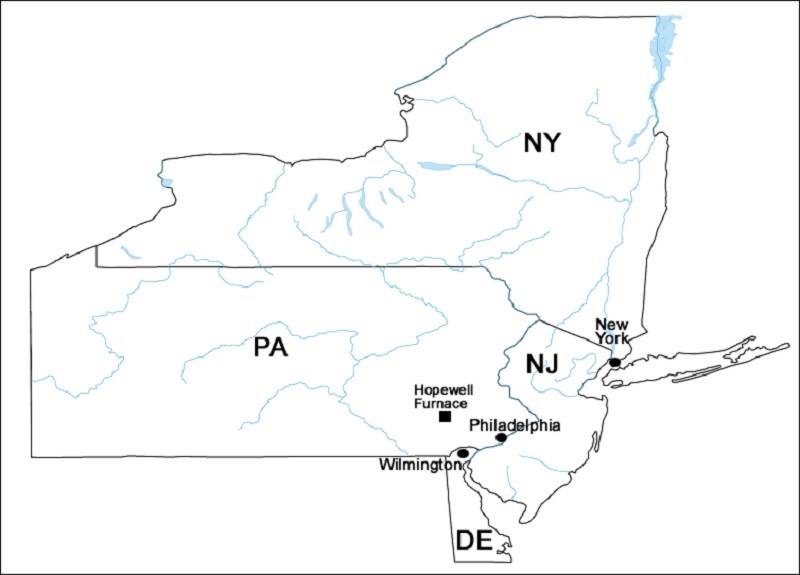 Map of Pennsylvania and surrounding region.
