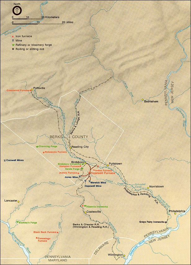 Map of Southeastern Pennsylvania in the mid-19th century. NPS map. Map of Southeastern Pennsylvania in the mid-19th century. NPS map.
