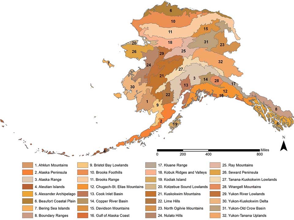 A map of Alaska's ecoregions.