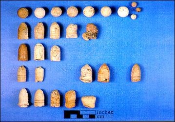 assortment of Confederate fired bullets. An assortment of Confederate fired bullets.