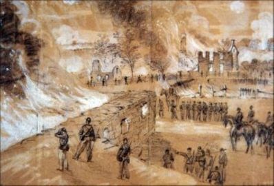 1862 Mumma farmstead burning.
