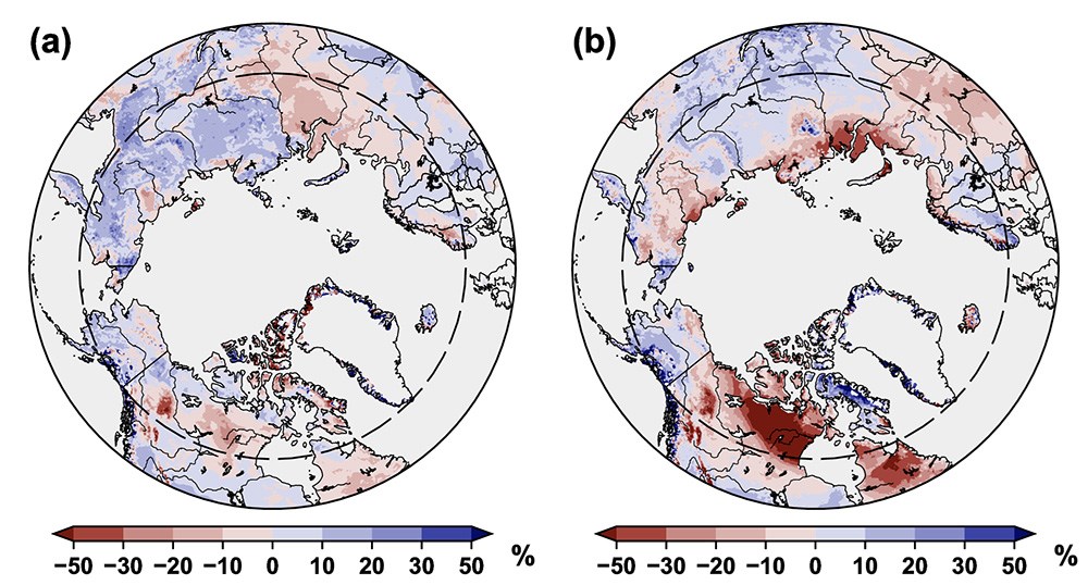 ARC23-TerrestrialSnow-mudryk-Fig2_web Snow cover duration anomalies for the Arctic.