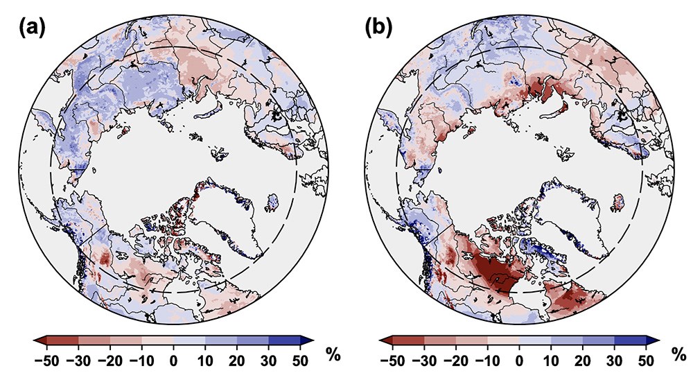 Snow cover duration anomalies for the Arctic.