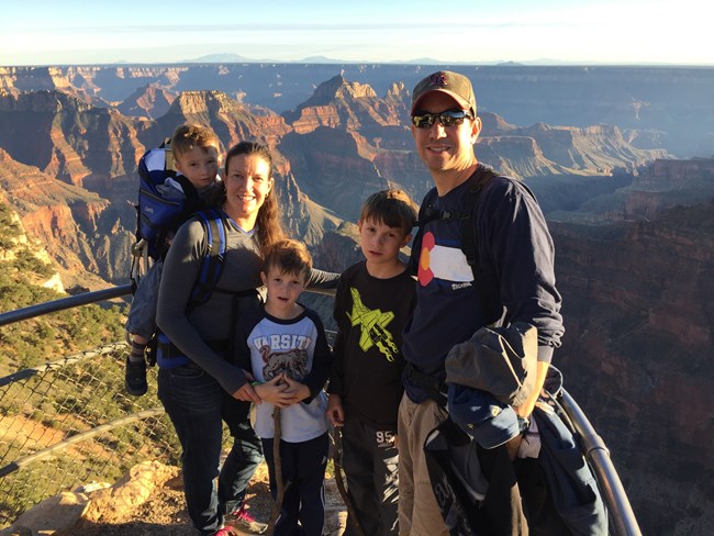 Abel and his family at the North Rim of the Grand Canyon National Park