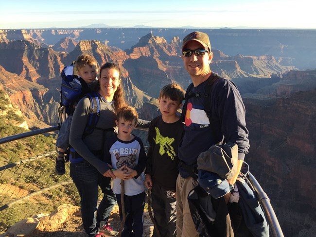 Abel and his family at the North Rim of the Grand Canyon National Park