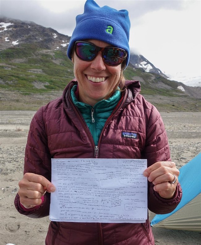 Adrienne at Iceberg Lake in Wrangell-St Elias National Park and Preserve