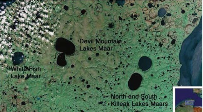 Aerial view of Maar Lakes